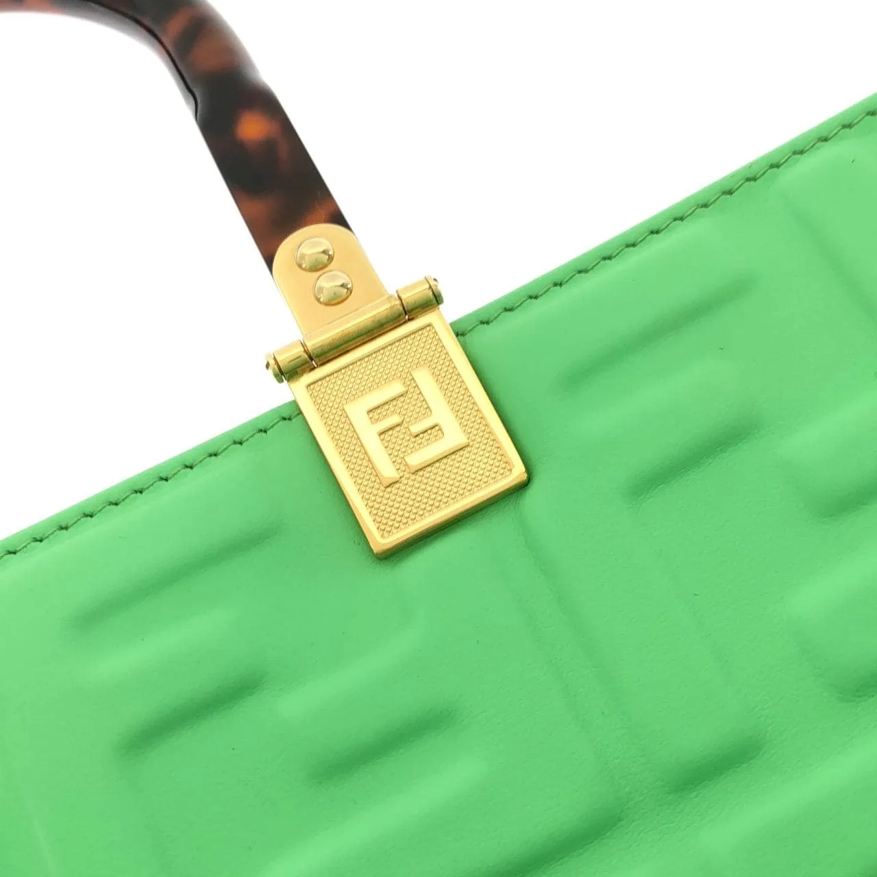 FENDI Sunshine Shopper 8BH386 AMCV Handbag Green Rank A - Thumbnail 5