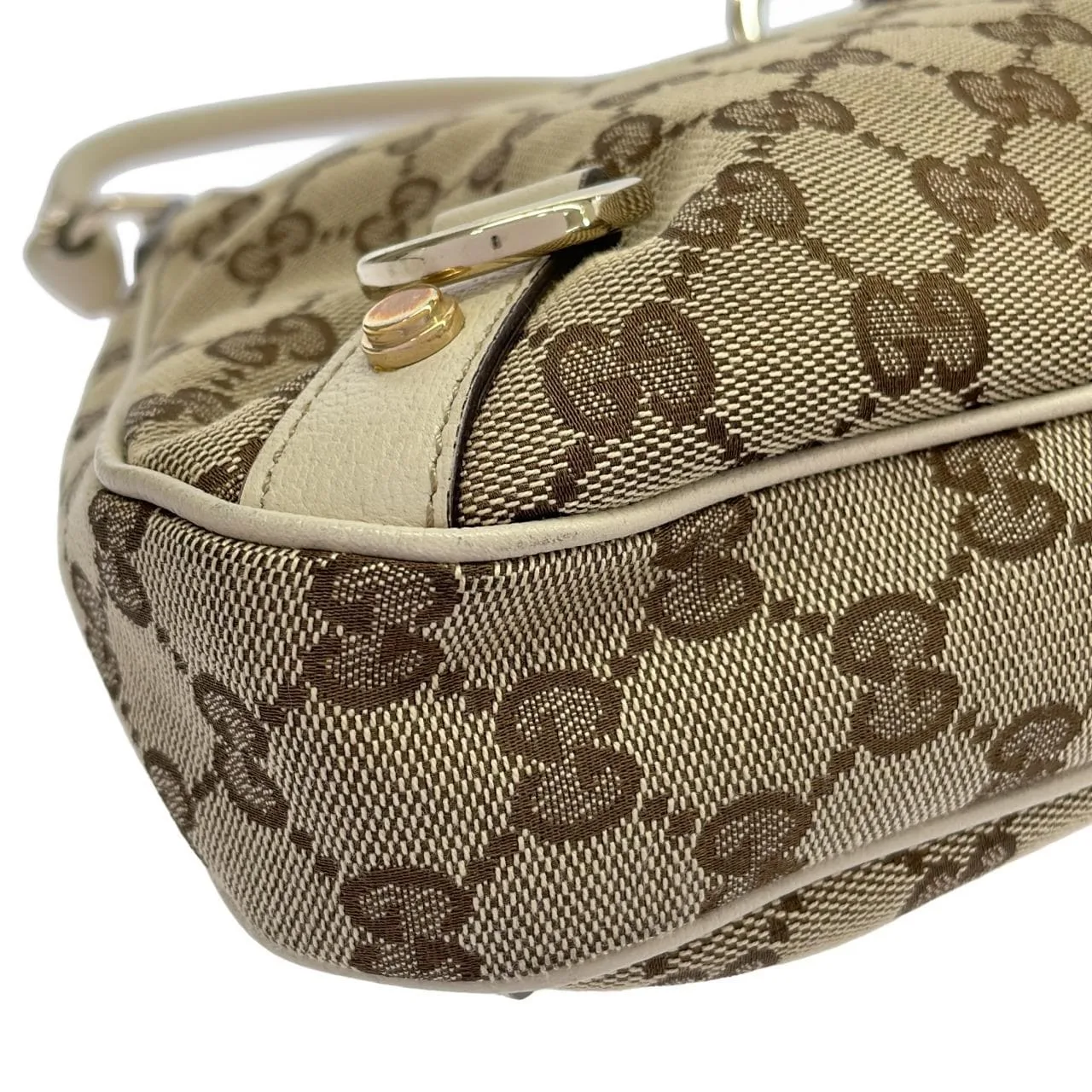 GUCCI 130738 肩背包 帆布 米色 帆布 中古品A - 縮圖 3