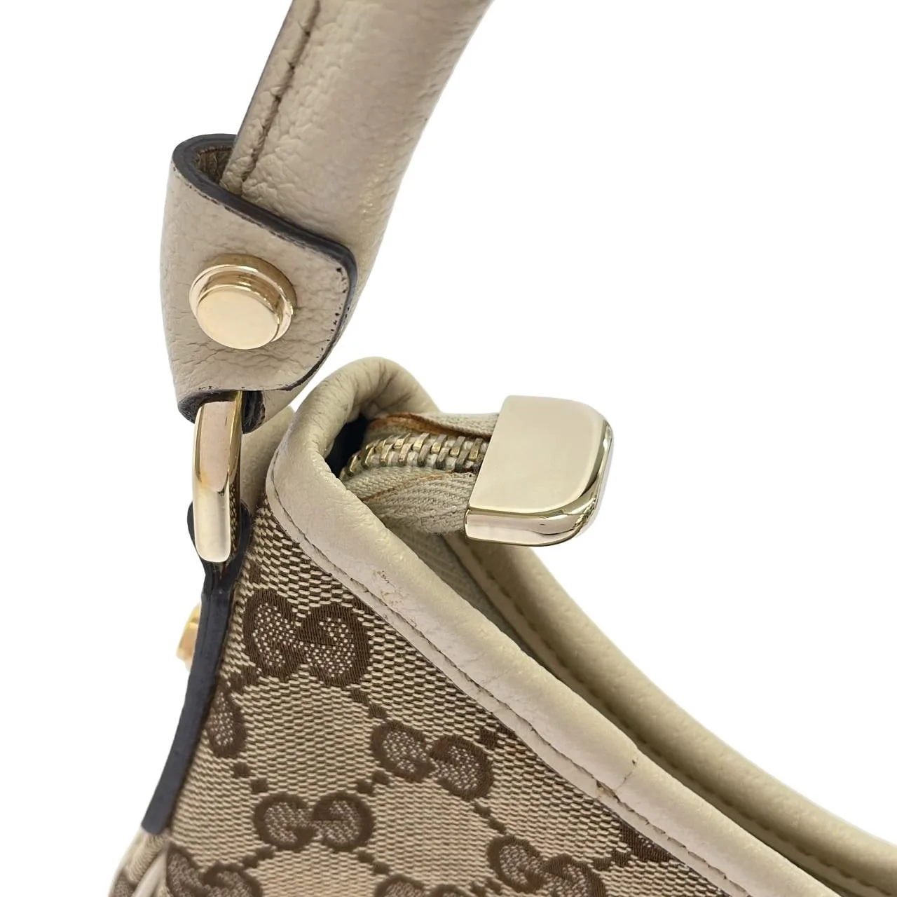 GUCCI 130738 肩背包 帆布 米色 帆布 中古品A - 縮圖 6