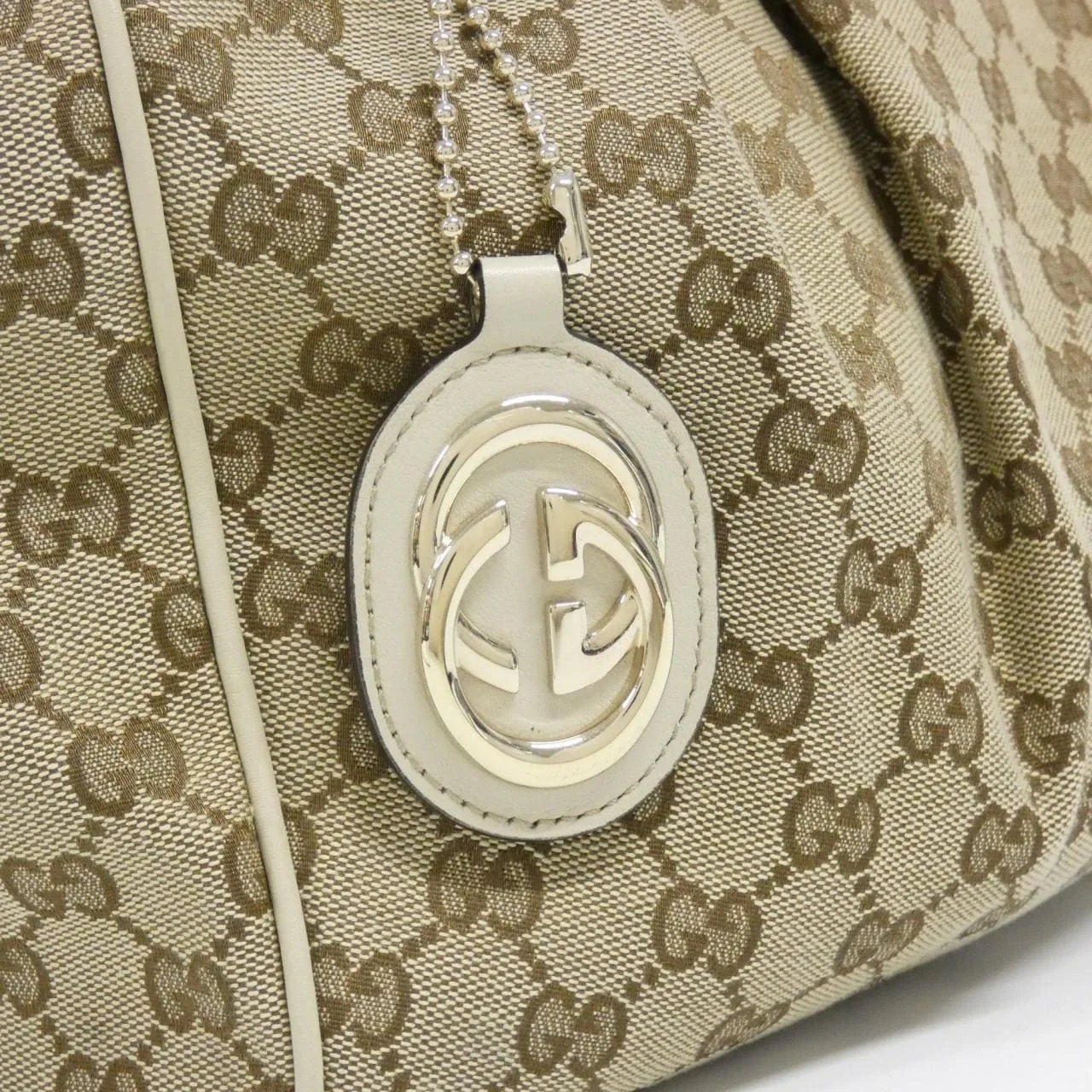 GUCCI 211944 FAFXG Handbag Canvas 米色 帆布 中古品A - 縮圖 7
