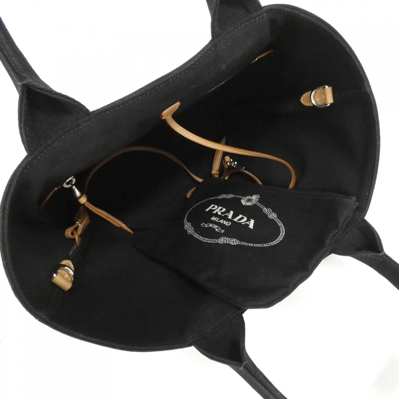 PRADA 1BG186 手提包 黑色 中古品A - 縮圖 5