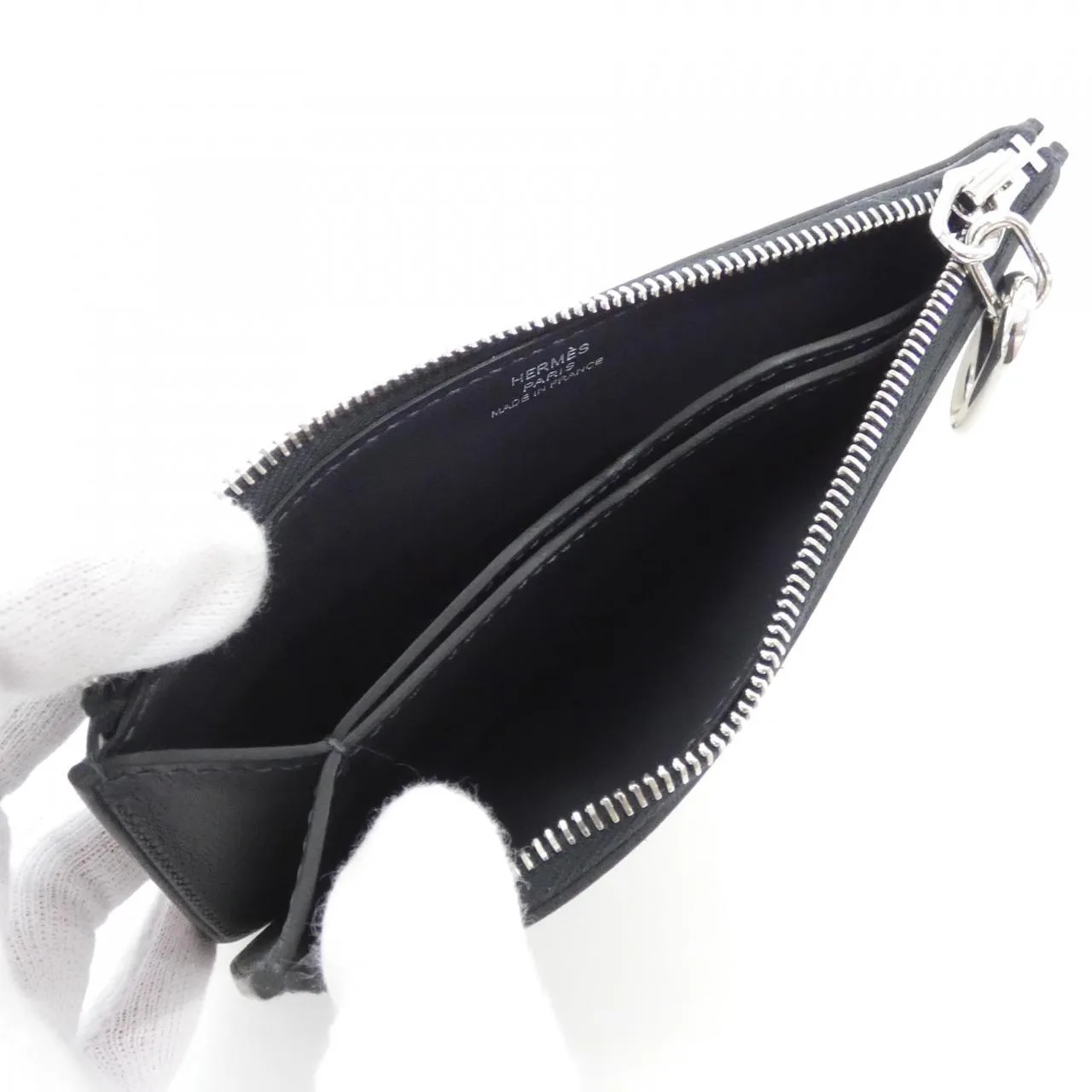 HERMES 086972CK Card Case Swift Black Swift Leather Rank A - Thumbnail 4