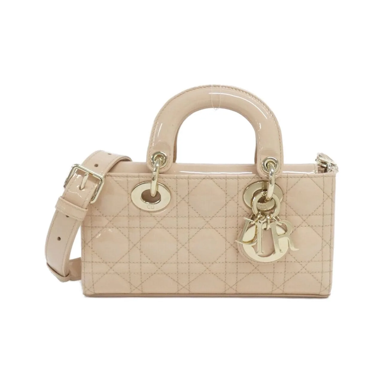 DIOR M0613OWCB Handbag Patent Leather Beige