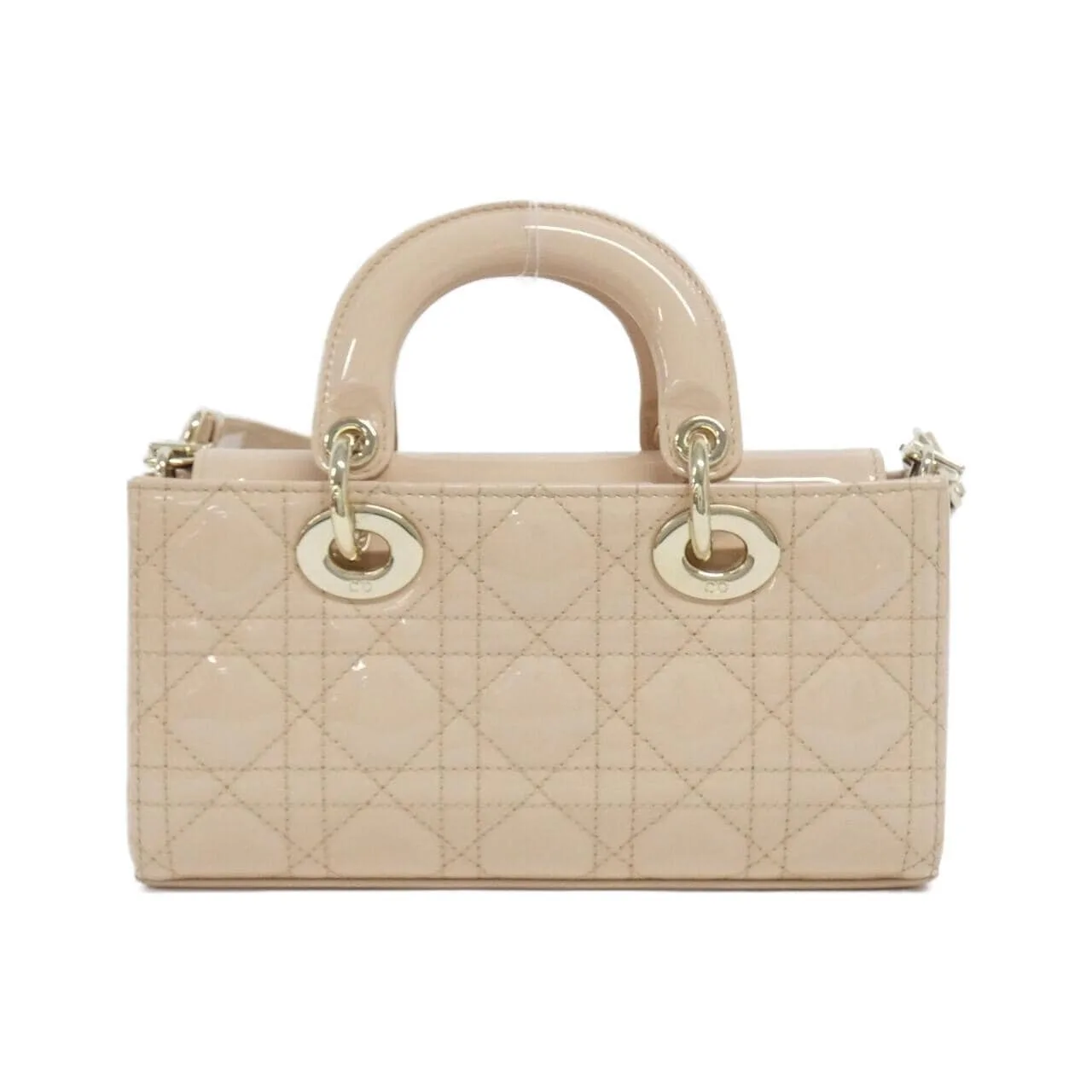 DIOR M0613OWCB Handbag Patent Leather Beige Patent Leather Rank A - Thumbnail 2