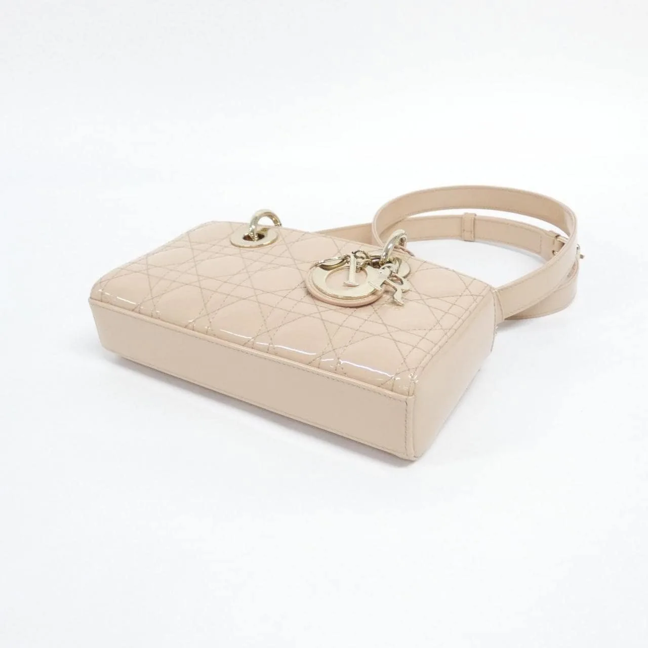 DIOR M0613OWCB Handbag Patent Leather Beige Patent Leather Rank A - Thumbnail 3