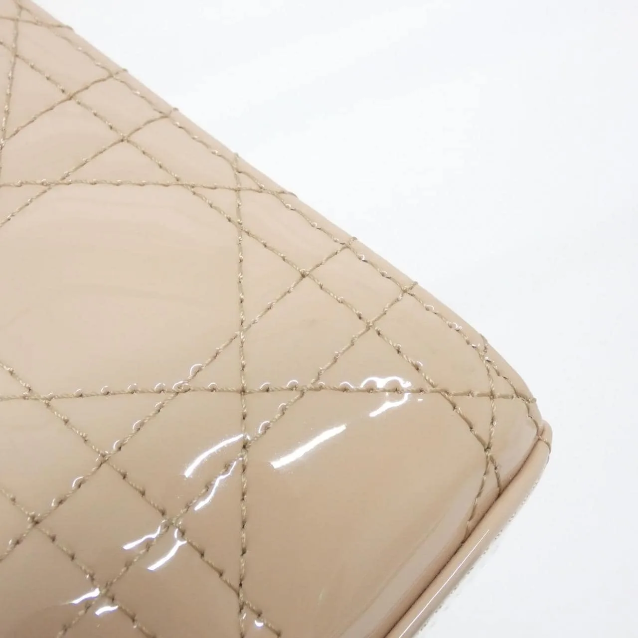 DIOR M0613OWCB Handbag Patent Leather Beige Patent Leather Rank A - Thumbnail 4