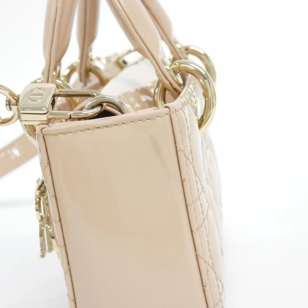 DIOR M0613OWCB Handbag Patent Leather Beige Patent Leather Rank A - Thumbnail 5