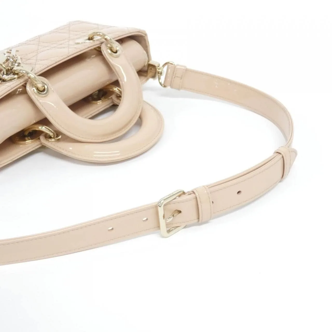 DIOR M0613OWCB Handbag Patent Leather Beige Patent Leather Rank A - Thumbnail 7