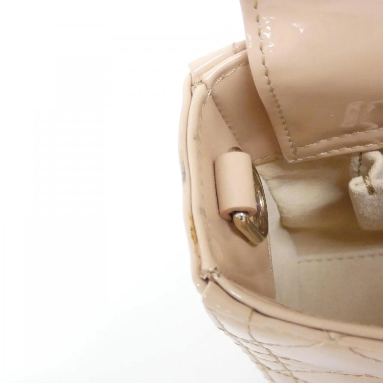 DIOR M0613OWCB Handbag Patent Leather Beige Patent Leather Rank A - Thumbnail 9