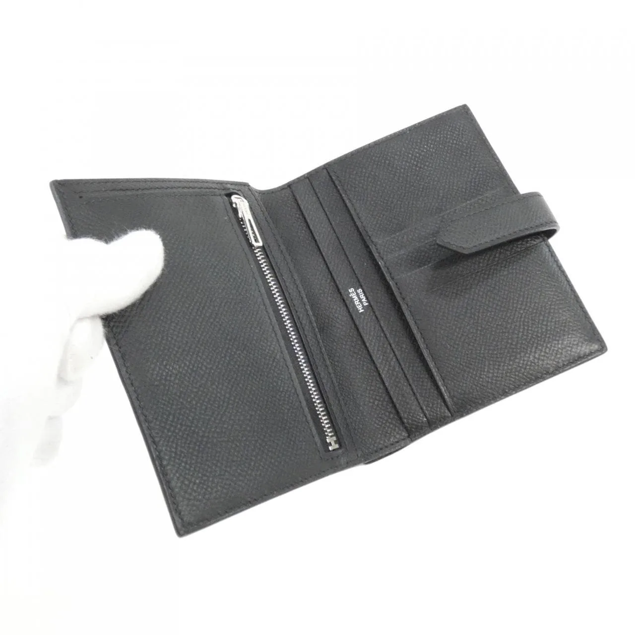 HERMES 039790CK Wallet Epsom 黑色 Epsom 皮 中古品A - 縮圖 4