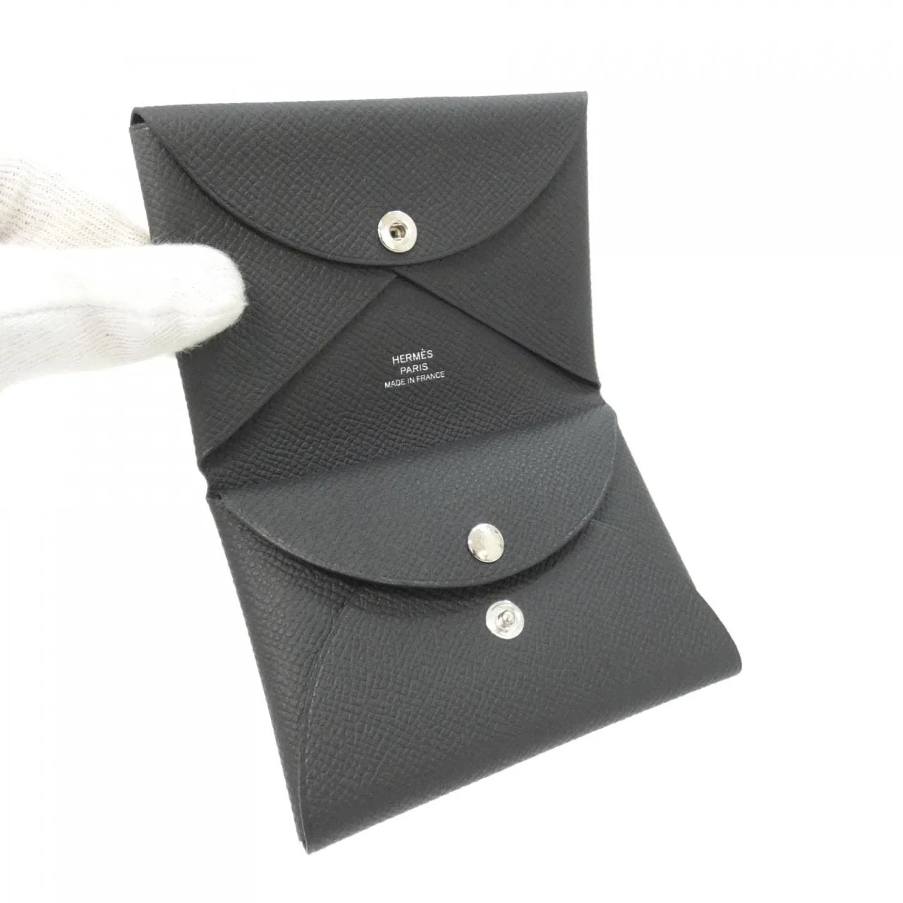 HERMES 083035CK Coin Case Epsom Black Epsom Leather Rank A - Thumbnail 2