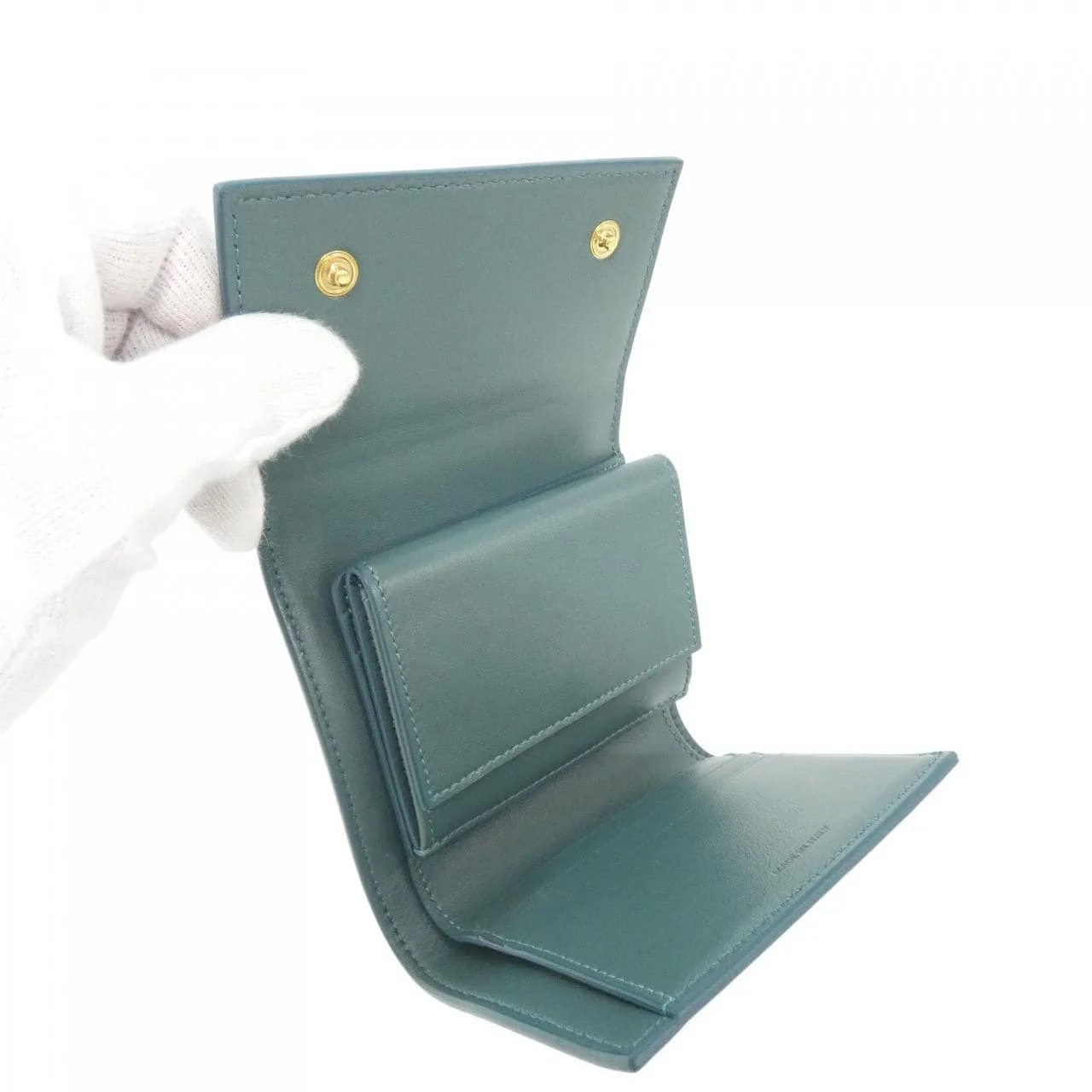 CELINE 10B573CQP 銀包 皮革 綠色 皮革 中古品A - 縮圖 4