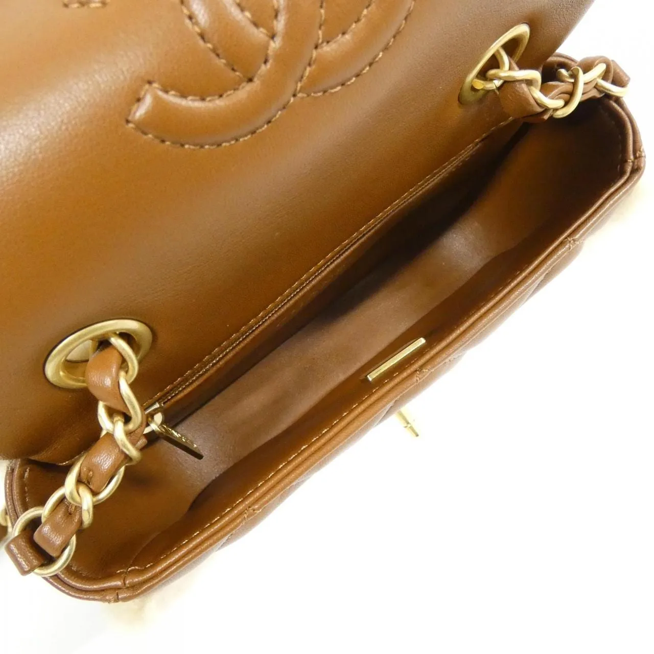 CHANEL AS5148 Shoulder Lambskin 棕色 羊皮 中古品A - 縮圖 6