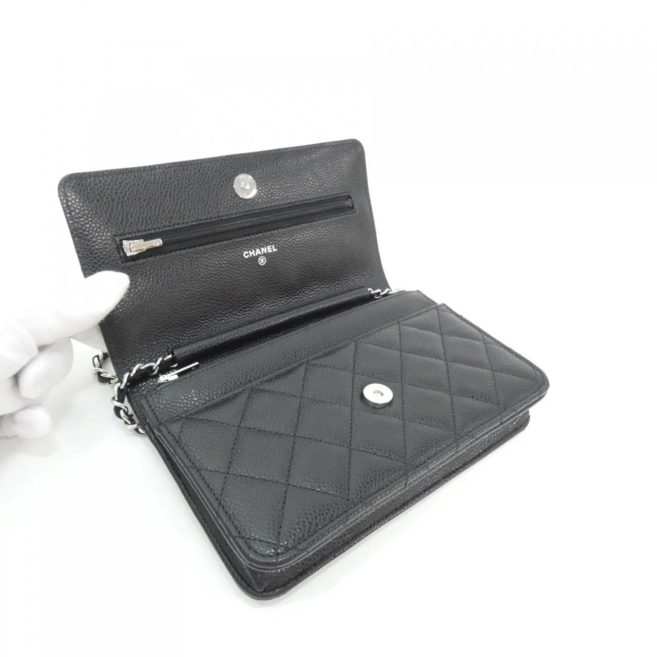 CHANEL Timeless Classic AP0250 Wallet Grained Calfskin 黑色 荔枝紋牛皮 中古品A - 縮圖 7