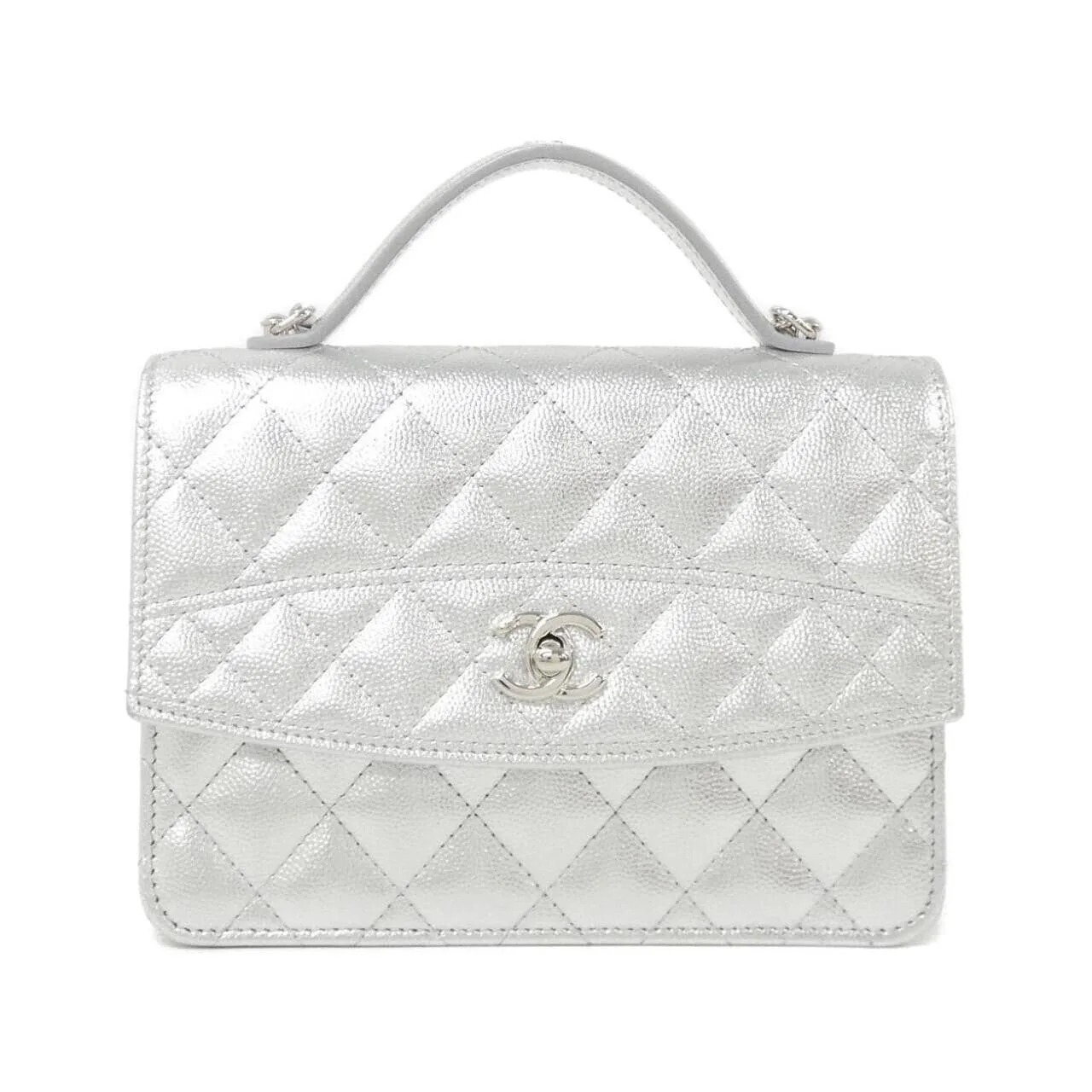 CHANEL AP4406 背包 荔枝紋牛皮 Silver