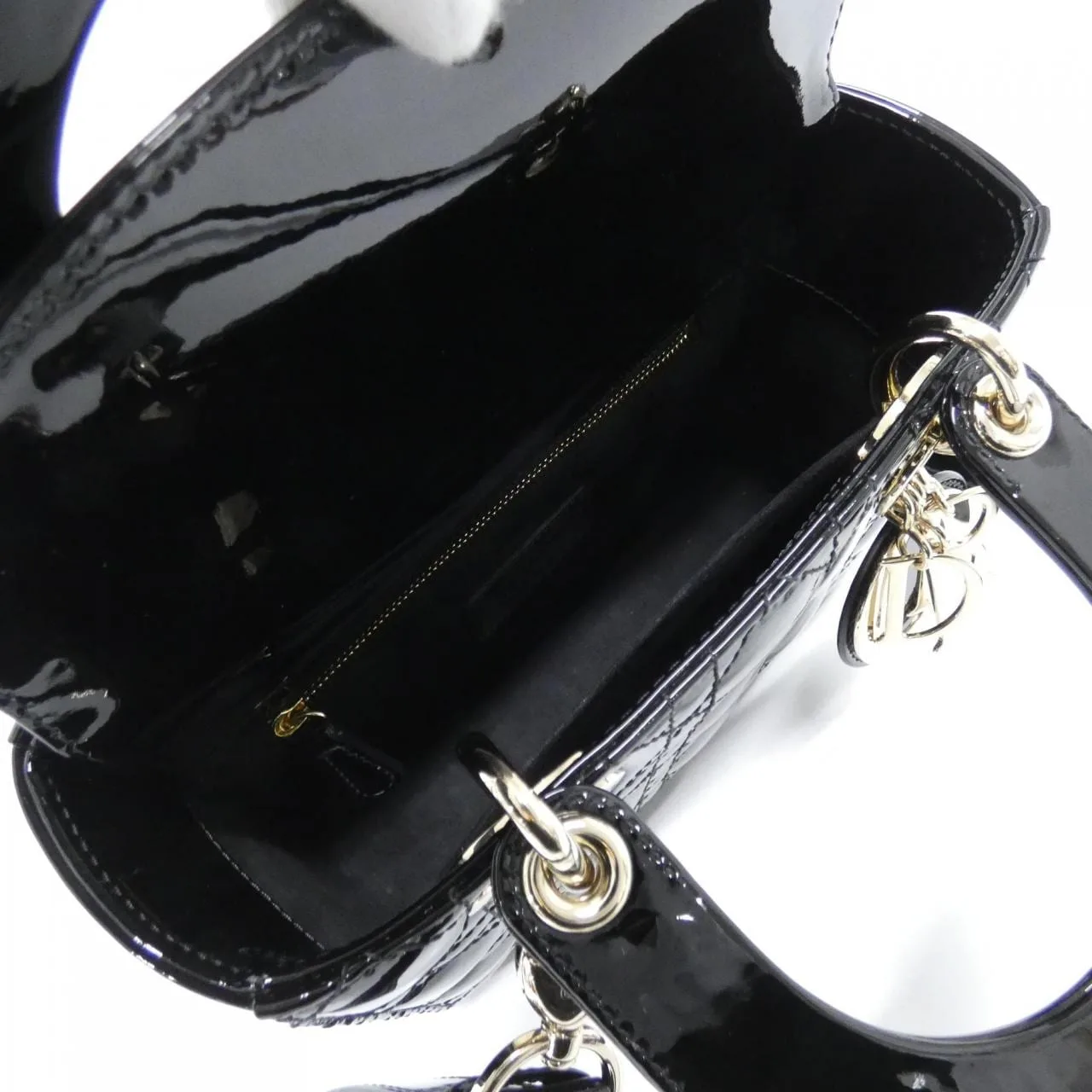 DIOR Lady Dior M0531OWCB Handbag Patent Leather Black Patent Leather Rank A - Thumbnail 7