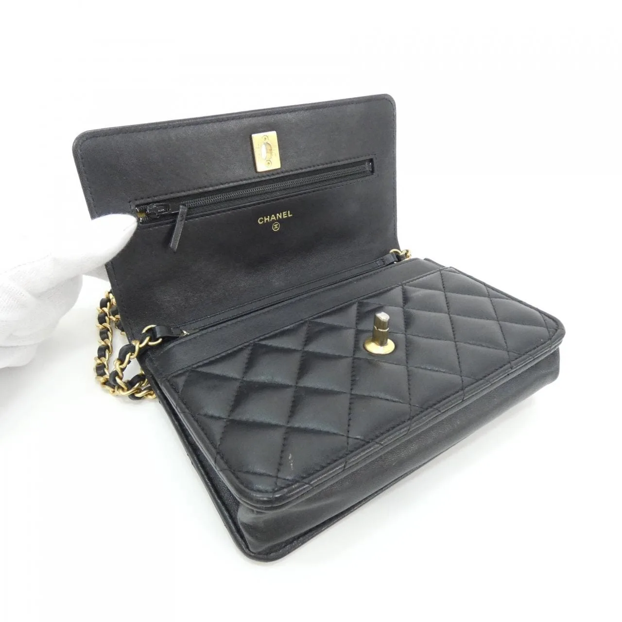 CHANEL Timeless Classic AP1450 Wallet Lambskin Black Lambskin Rank B - Thumbnail 8