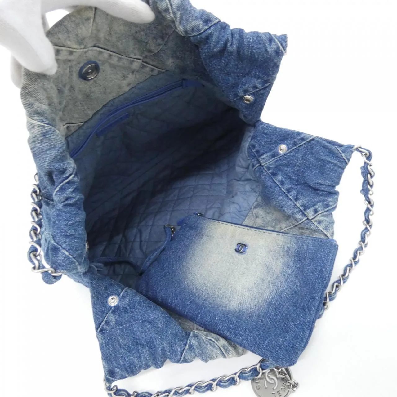 CHANEL Chanel 22 AS3261 肩背包 牛仔布 藍色 牛仔布 中古品A - 縮圖 8