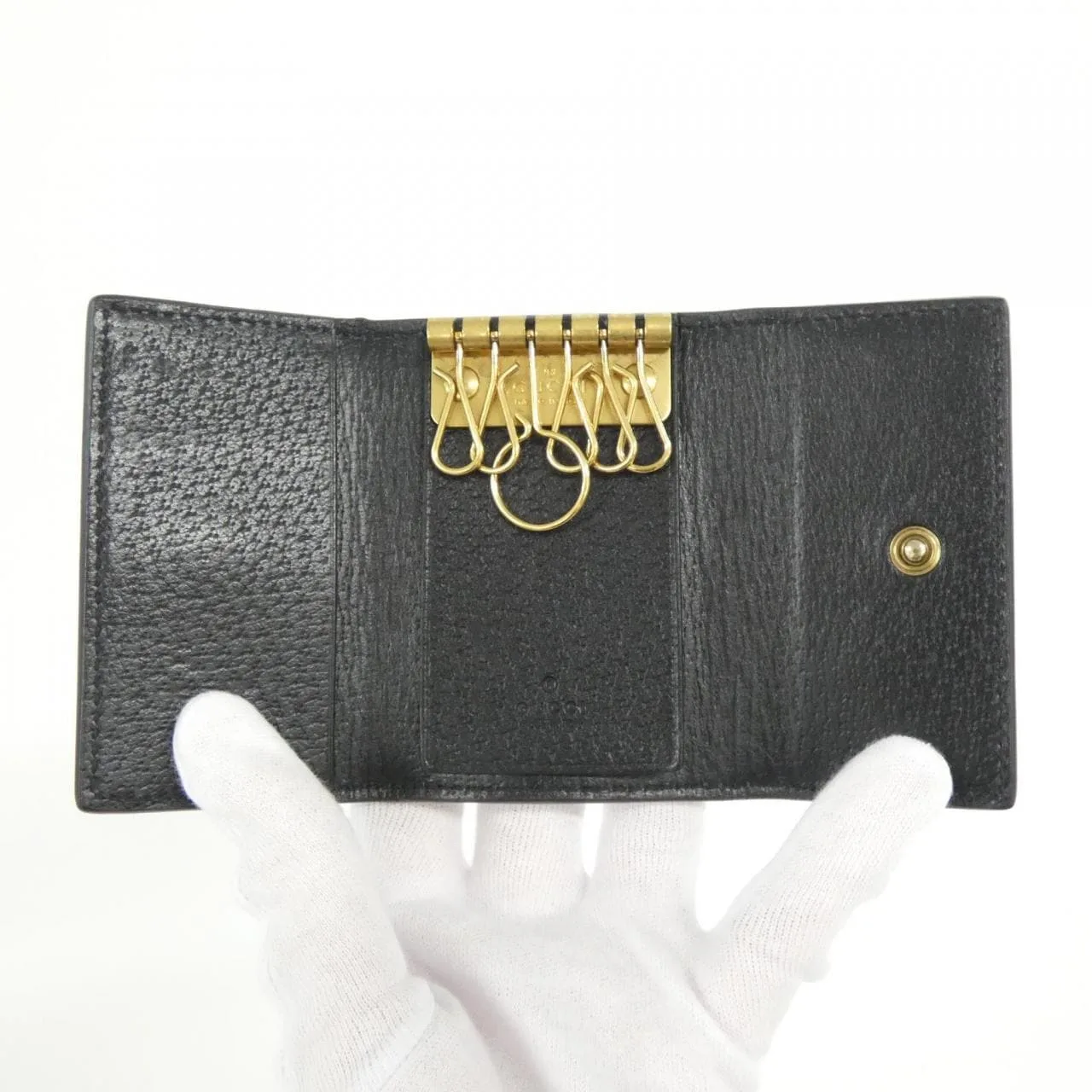 GUCCI 523683 DJ20T Key Case Leather Black Leather Rank A - Thumbnail 4