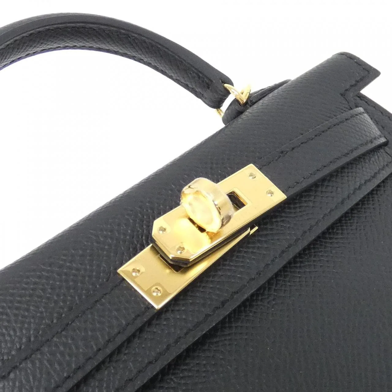 HERMES Kelly 071302CC Handbag Epsom Black Epsom Leather Rank A - Thumbnail 4