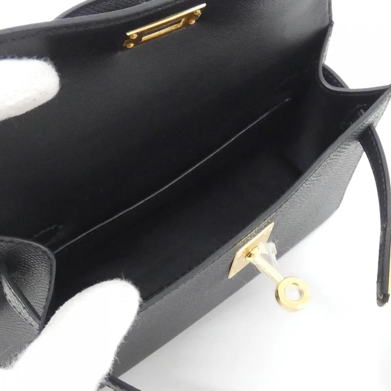 HERMES Kelly 071302CC Handbag Epsom Black Epsom Leather Rank A - Thumbnail 6