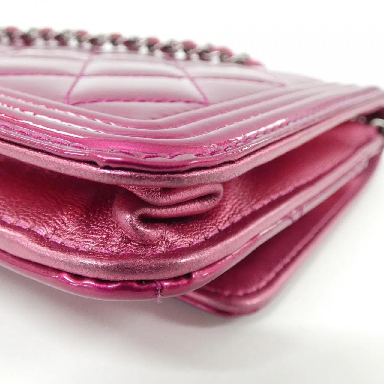 CHANEL Boy Chanel 68911 Wallet Patent Leather Pink Patent Leather Rank A - Thumbnail 4