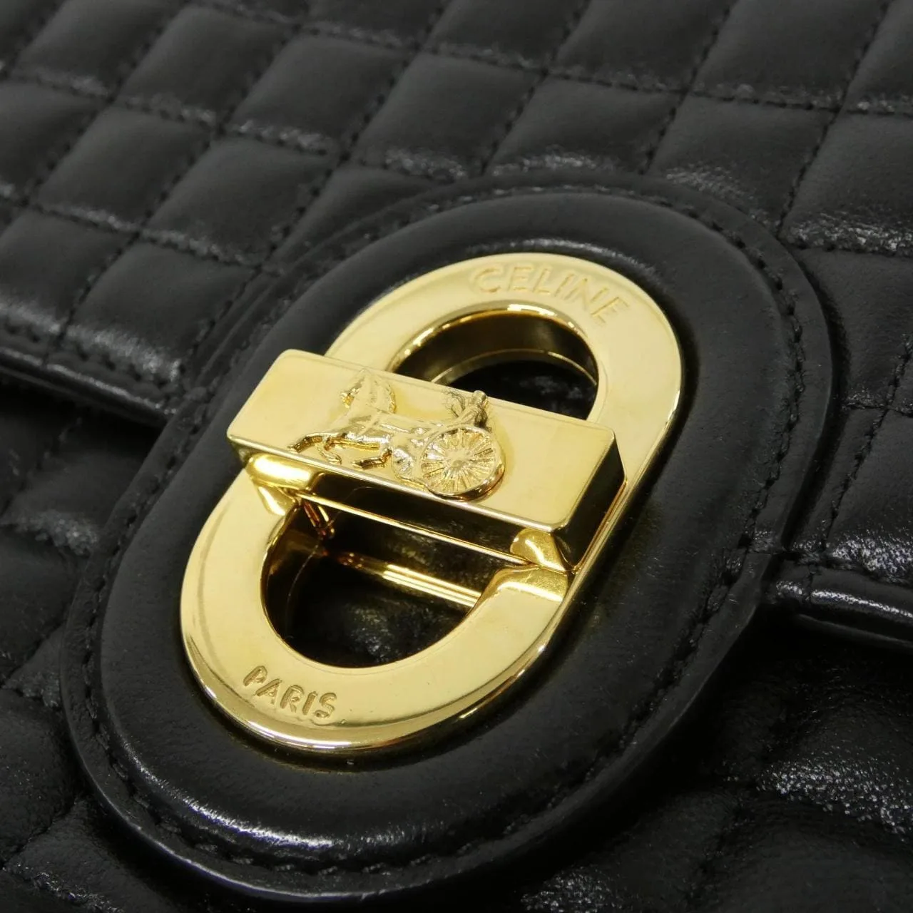 CELINE 196383DHG Shoulder Lambskin Black Lambskin Rank A - Thumbnail 5