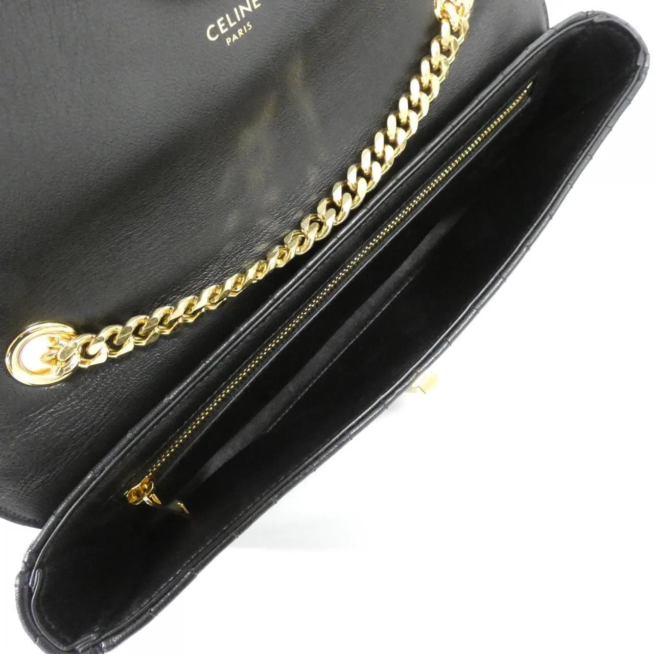 CELINE 196383DHG Shoulder Lambskin Black Lambskin Rank A - Thumbnail 8