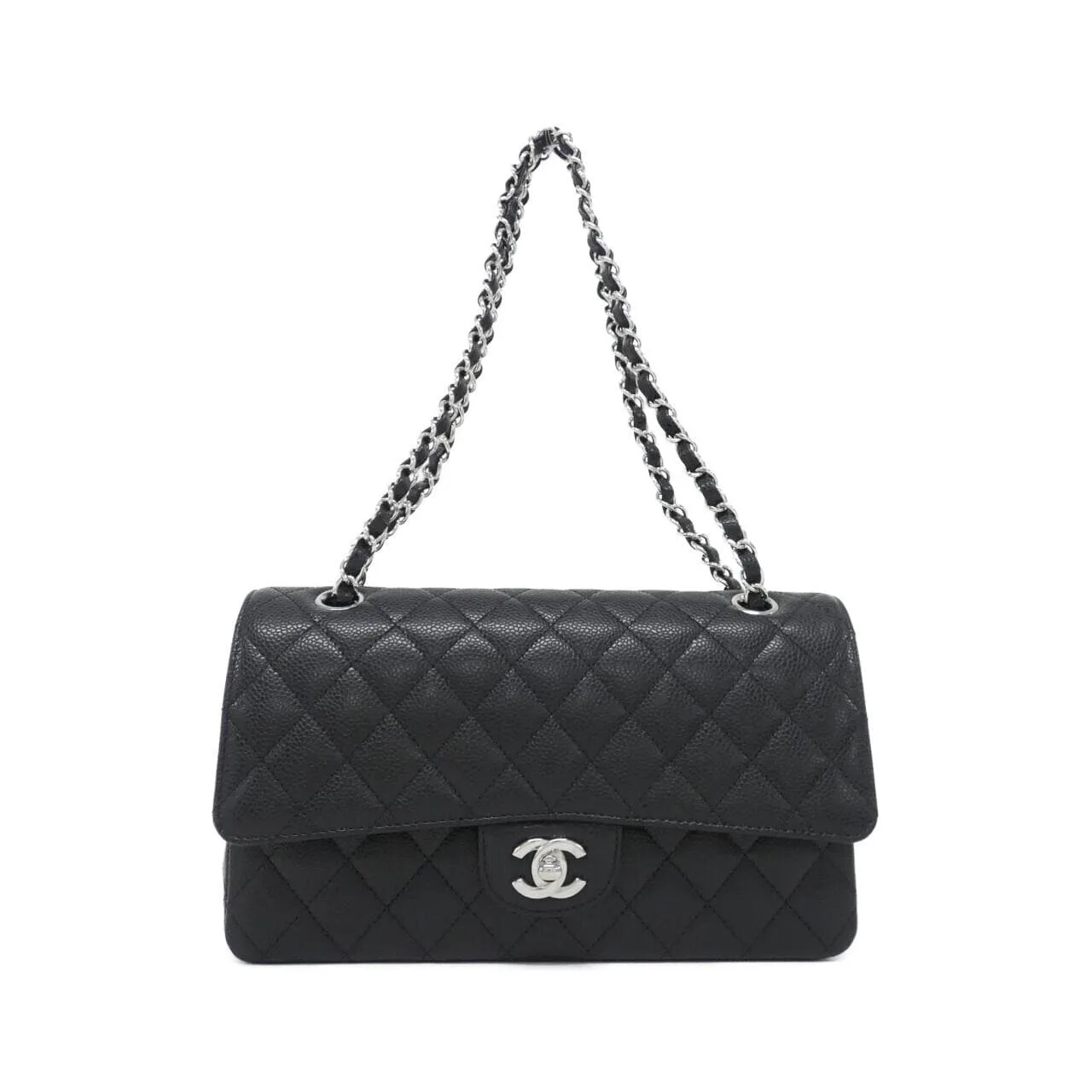 CHANEL Matelasse 1112 Shoulder Grained Calfskin Black