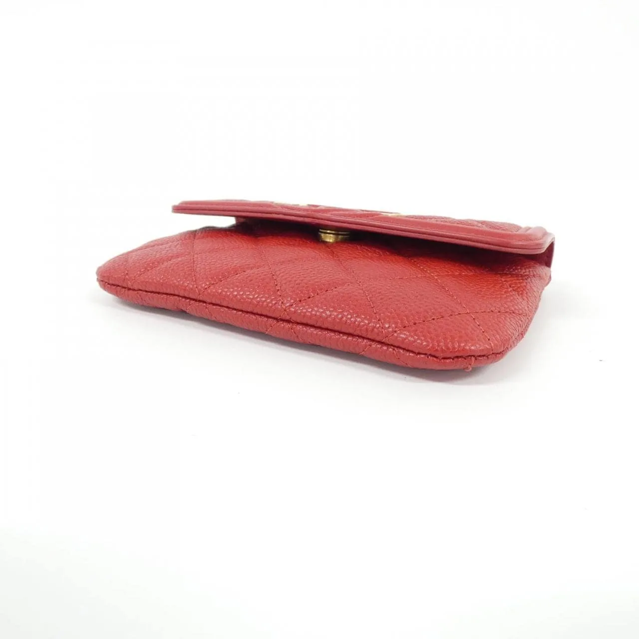 CHANEL Pouch Grained Calfskin Red Grained Calfskin Rank A - Thumbnail 3