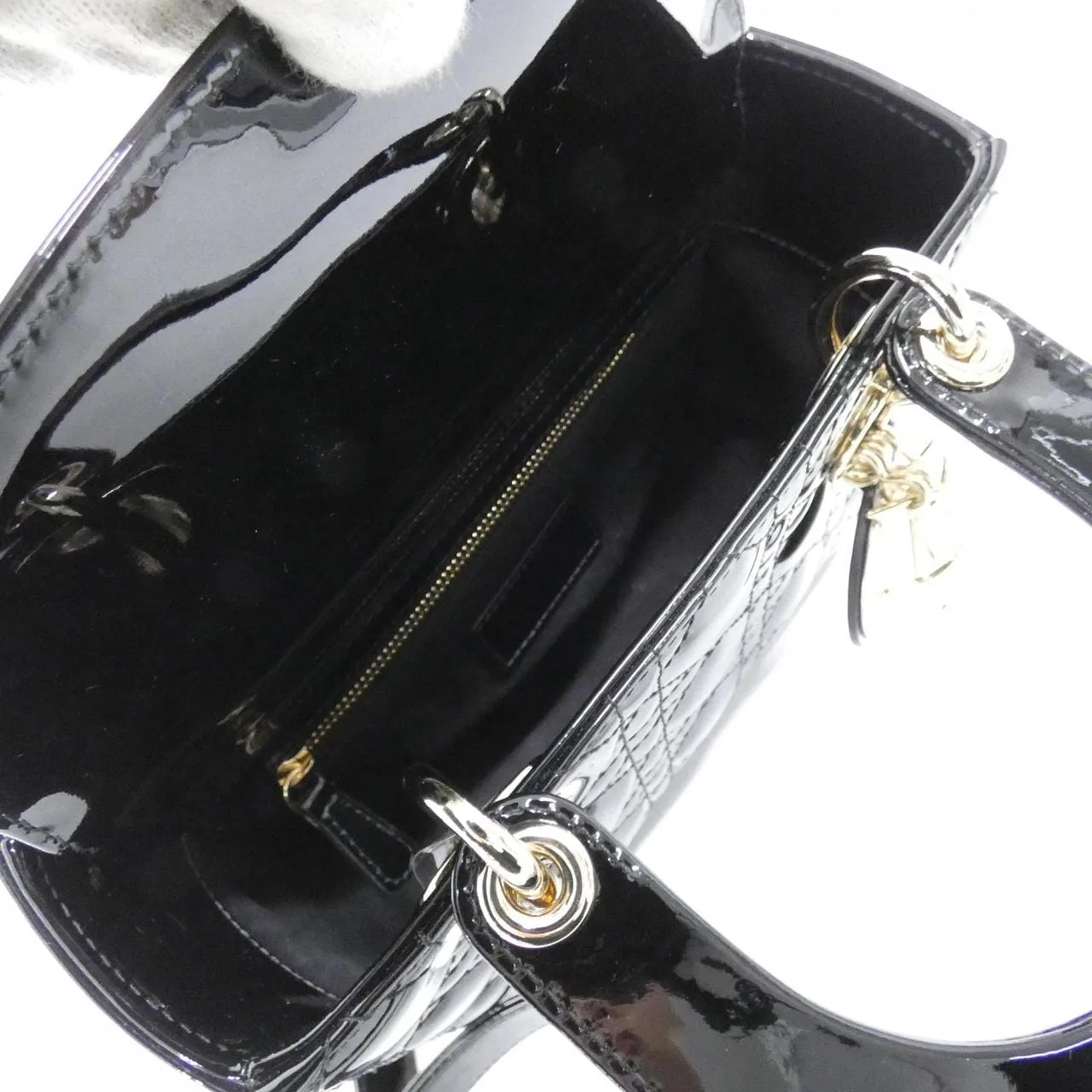 DIOR Lady Dior M0531OWCB Handbag Patent Leather Black Patent Leather Rank A - Thumbnail 7