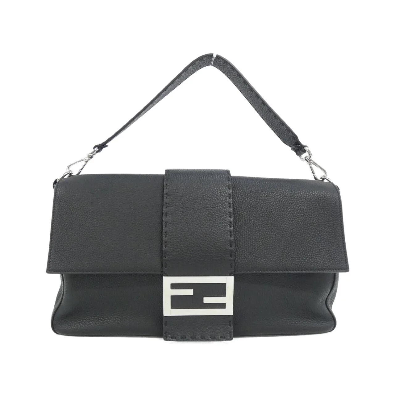 FENDI Baguette 7VA478 SFR Shoulder Leather Black