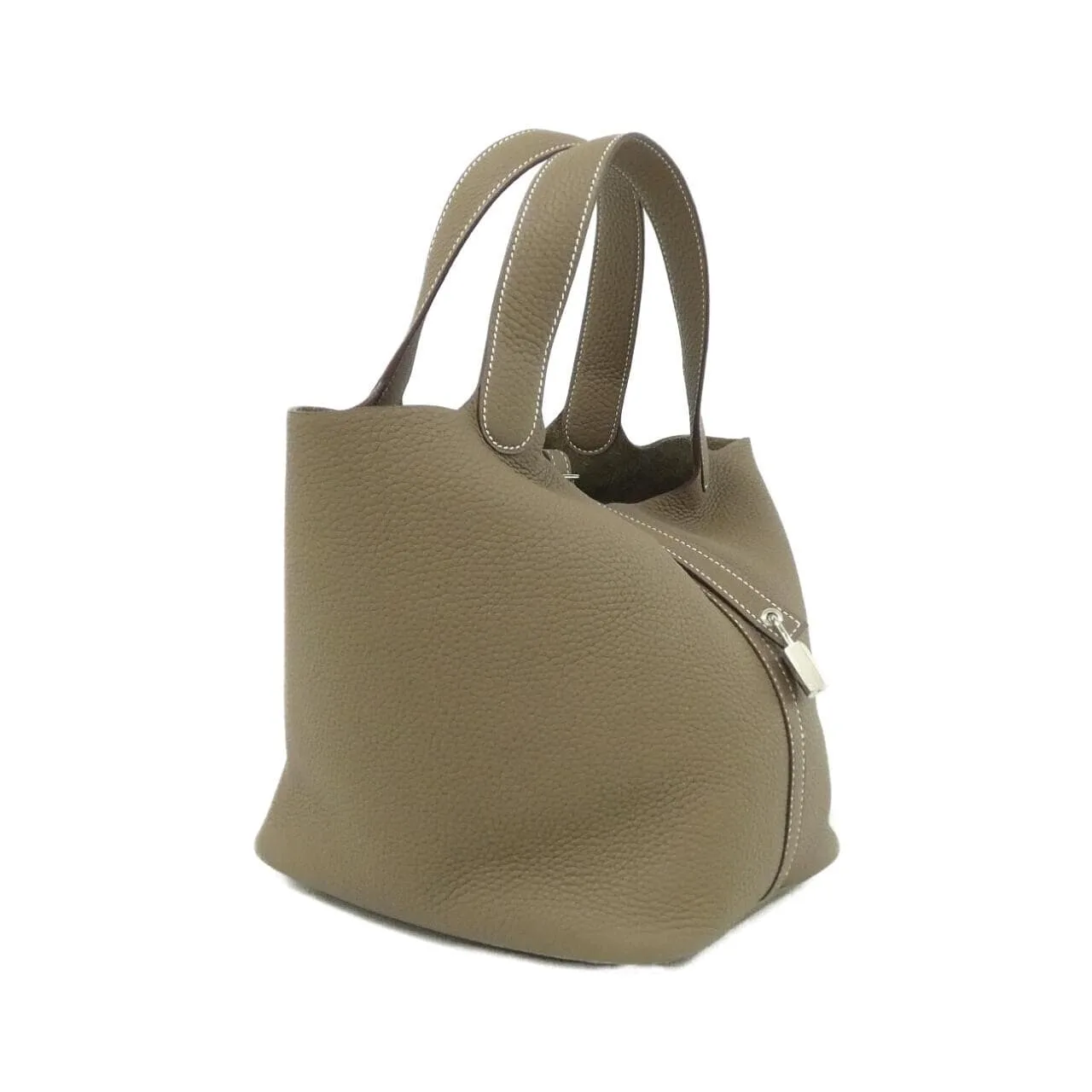 HERMES Picotin 060991CK Handbag Clemence Etoupe