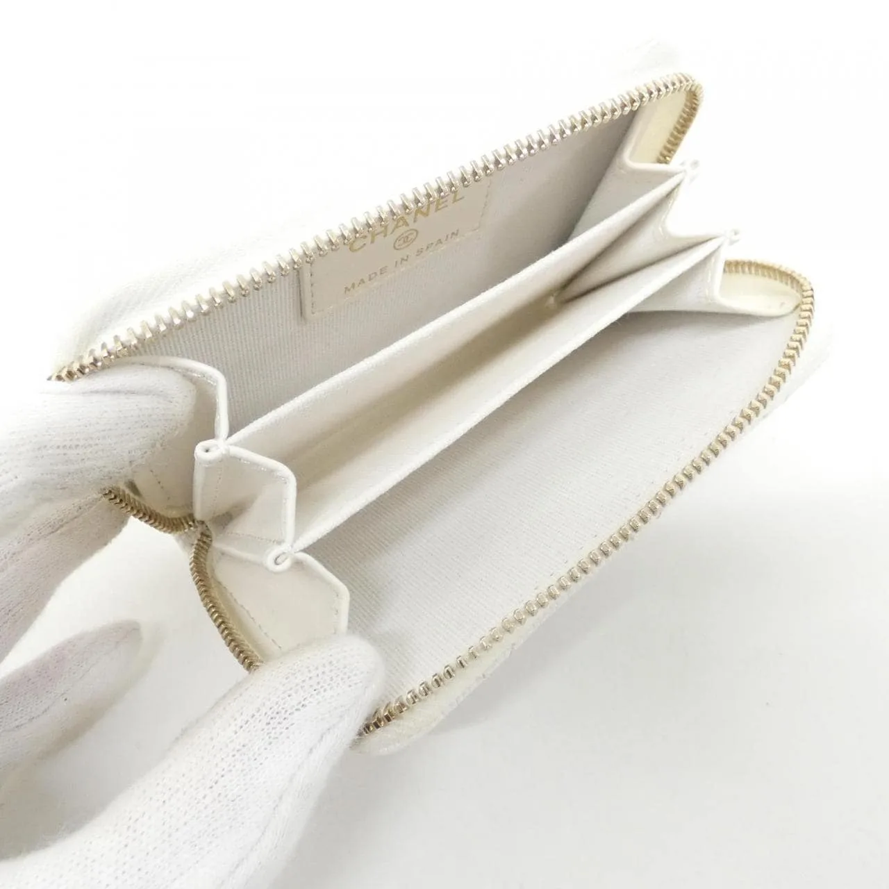 CHANEL Timeless Classic AP0216 Coin Case Grained Calfskin White Grained Calfskin Rank A - Thumbnail 9