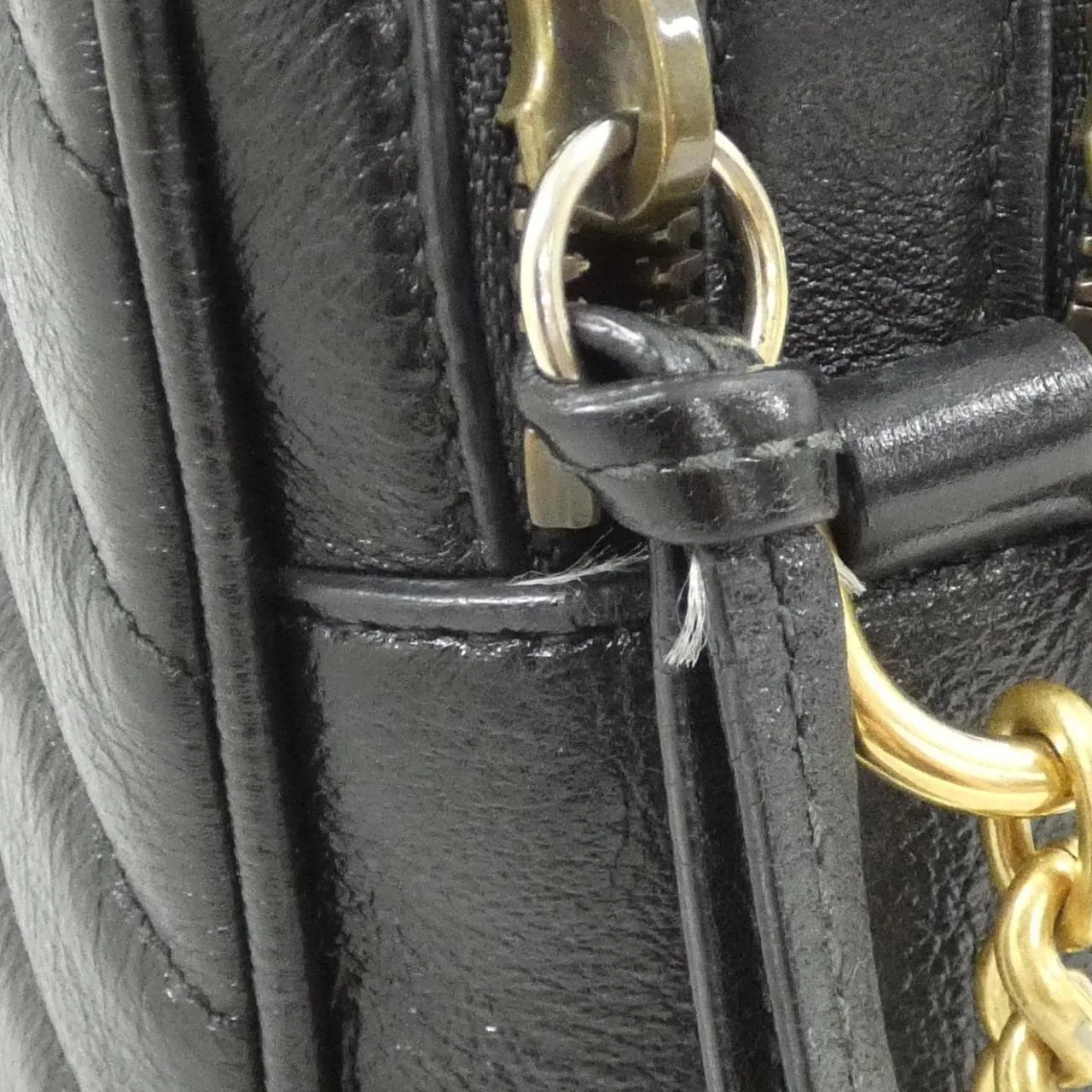 GUCCI 550155 0OLFT 肩背包 皮革 黑色 皮革 中古品A - 縮圖 4
