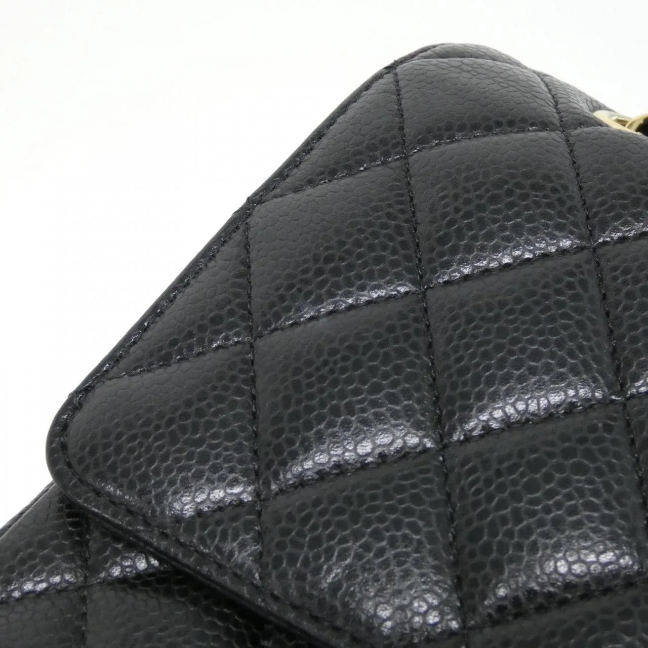 CHANEL Matelasse 1112 Shoulder Grained Calfskin 黑色 荔枝紋牛皮 中古品A - 縮圖 4