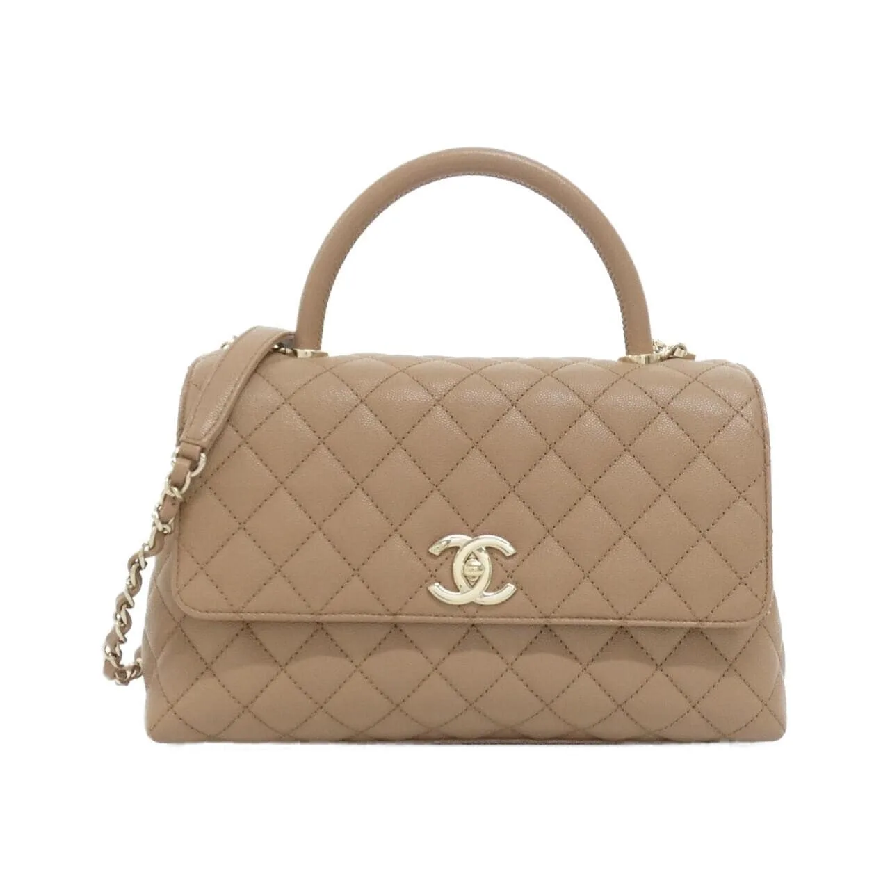 CHANEL Matelasse 92991 Handbag Grained Calfskin Beige