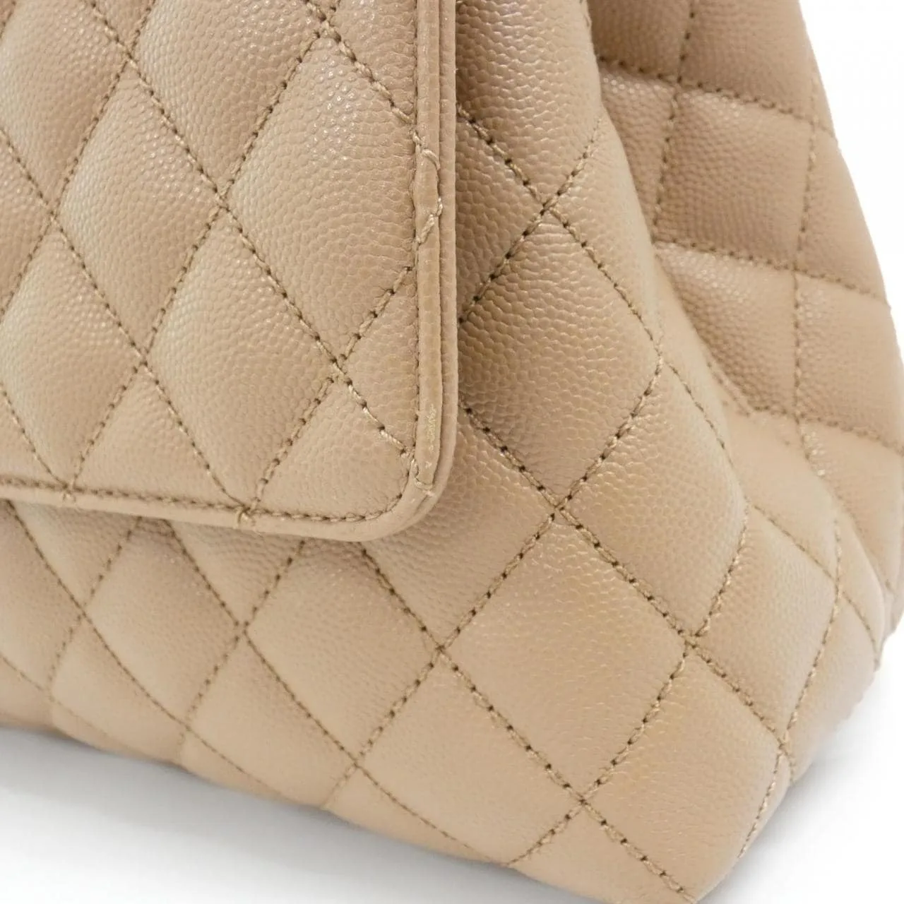 CHANEL Matelasse 92991 Handbag Grained Calfskin 米色 荔枝紋牛皮 中古品A - 縮圖 4