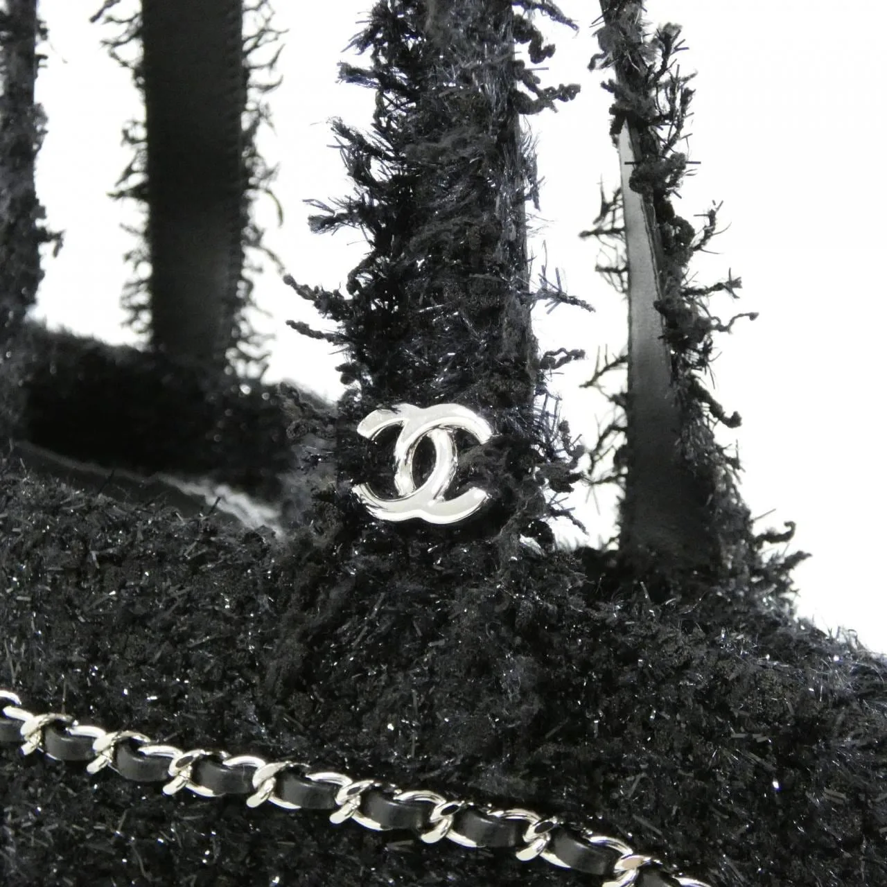 CHANEL 94656 手提包 粗花呢 黑色 粗花呢 中古品A - 縮圖 6