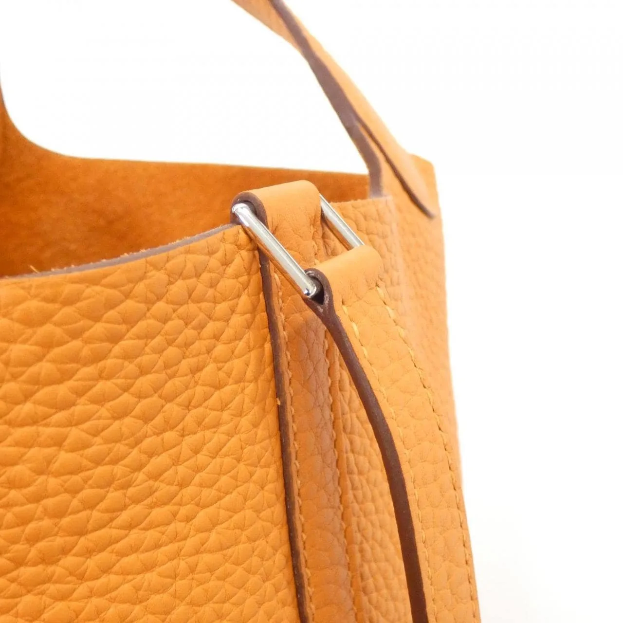 HERMES Picotin 056289CK Handbag Clemence Orange Clemence Leather Rank A - Thumbnail 3