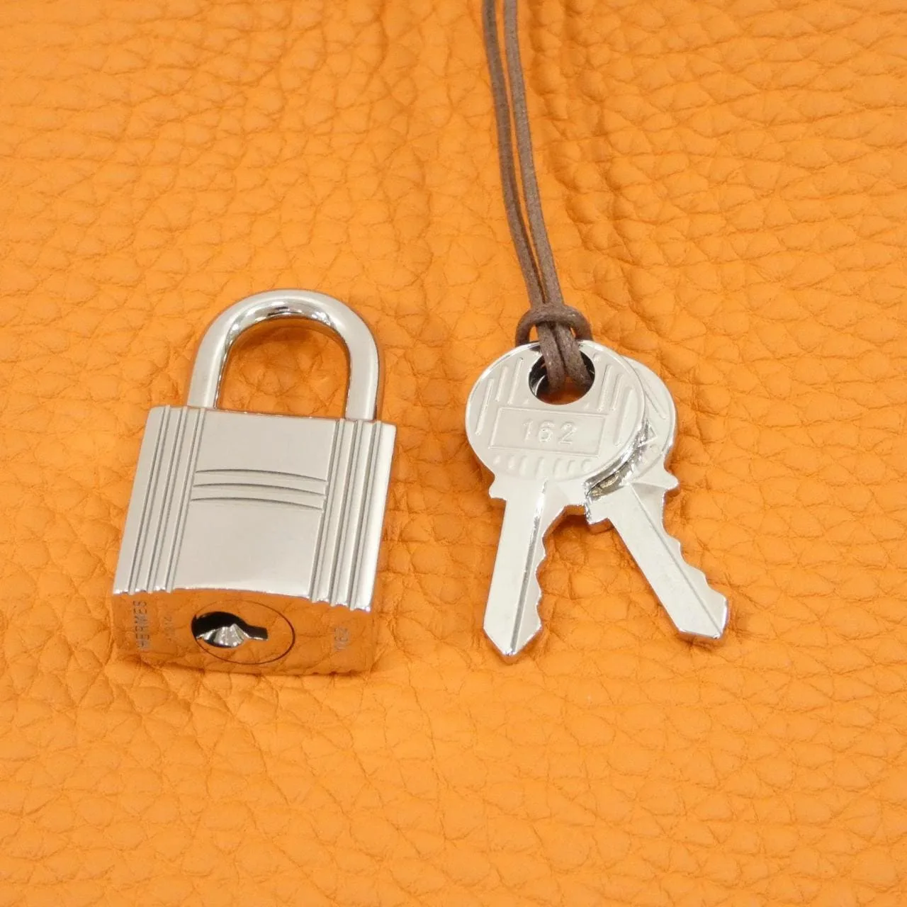 HERMES Picotin 056289CK Handbag Clemence Orange Clemence Leather Rank A - Thumbnail 4