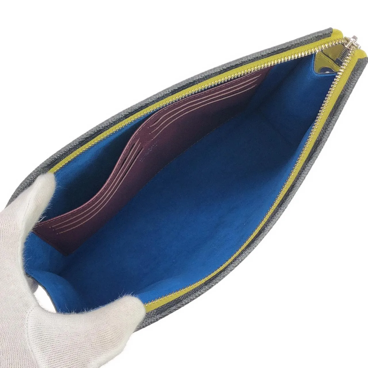 LOUIS VUITTON Pochette M67899 手提包 Damier 深藍色 Damier 中古品A - 縮圖 7