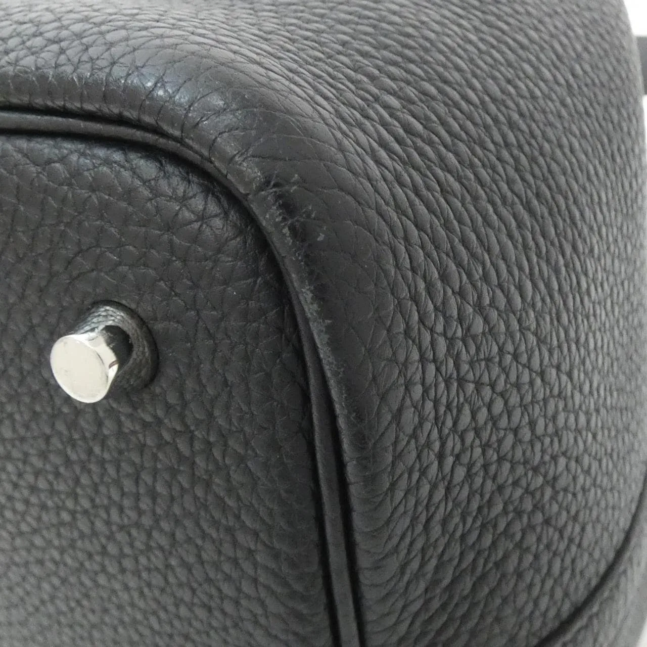 HERMES Picotin 060991CK Handbag Clemence Black Clemence Leather Rank A - Thumbnail 2