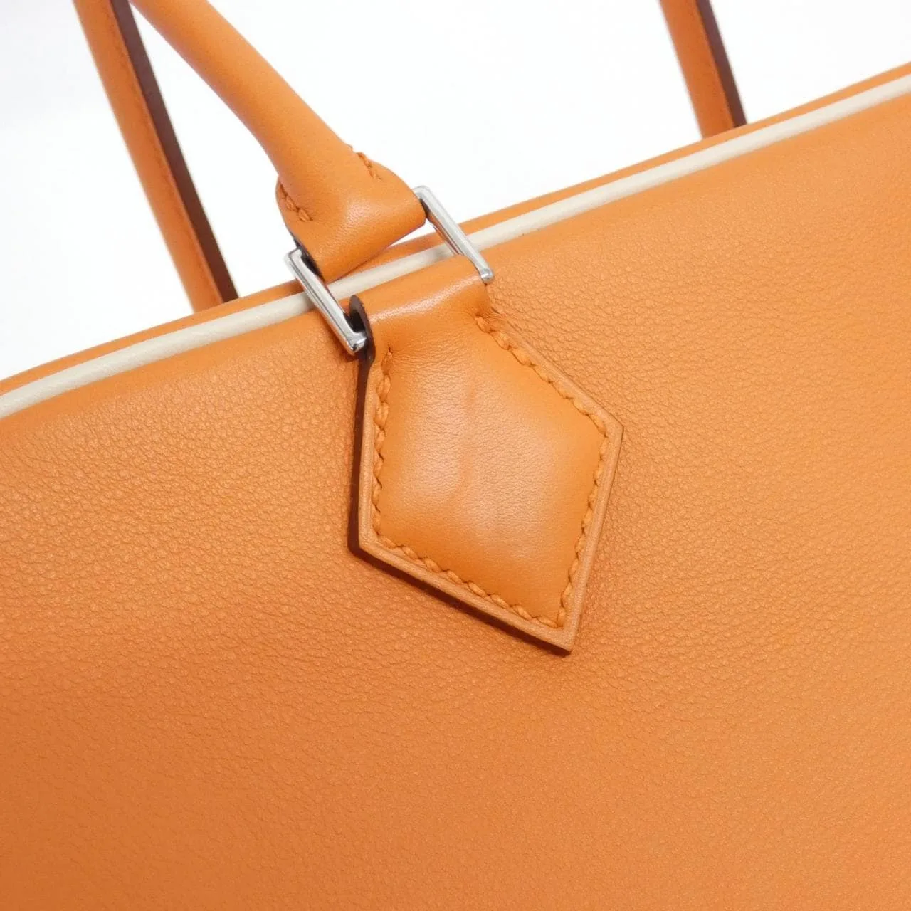 HERMES Plume 070525CK Handbag Swift Orange Swift Leather Rank A - Thumbnail 4