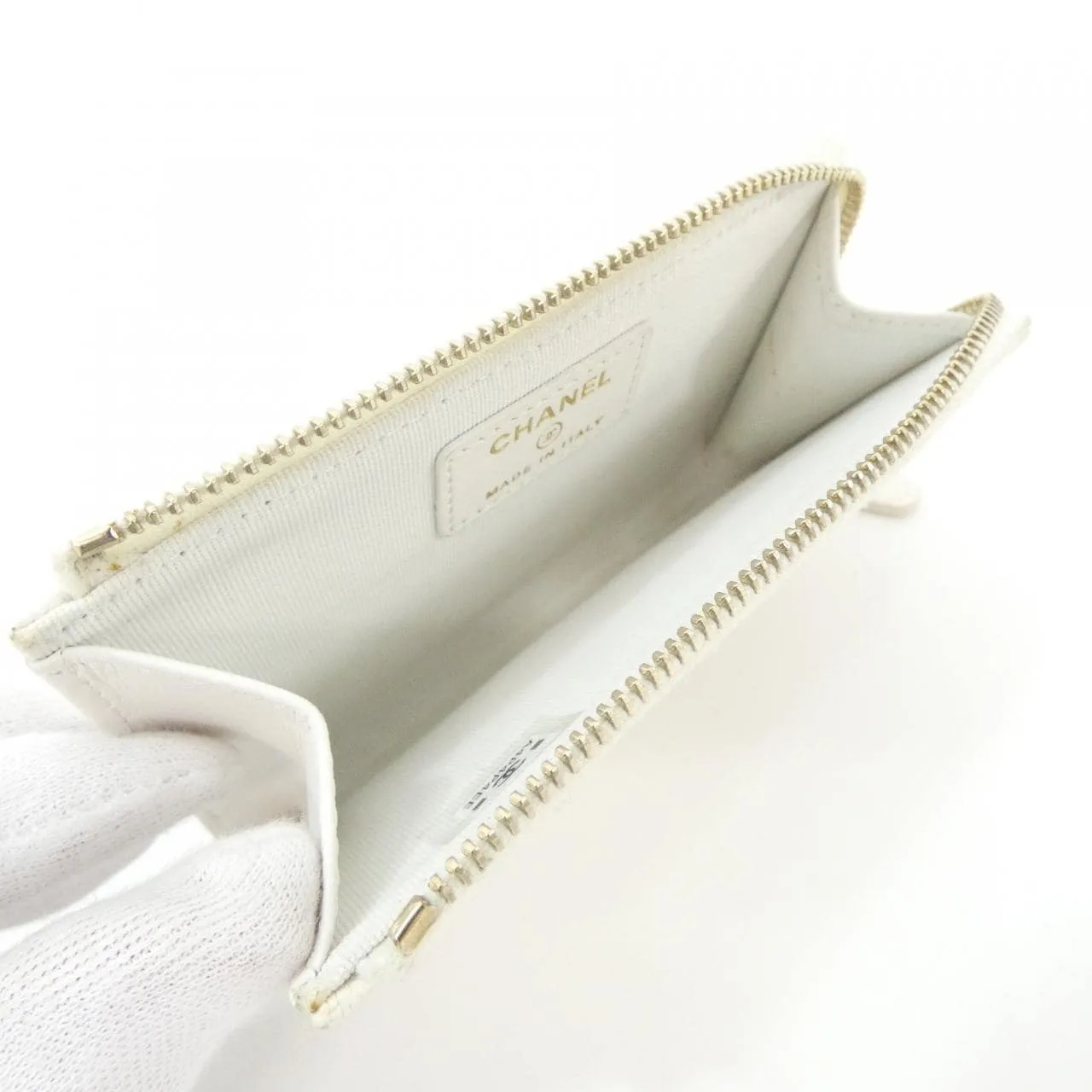CHANEL Timeless Classic AP3179 Card Case Grained Calfskin White Grained Calfskin Rank B - Thumbnail 8