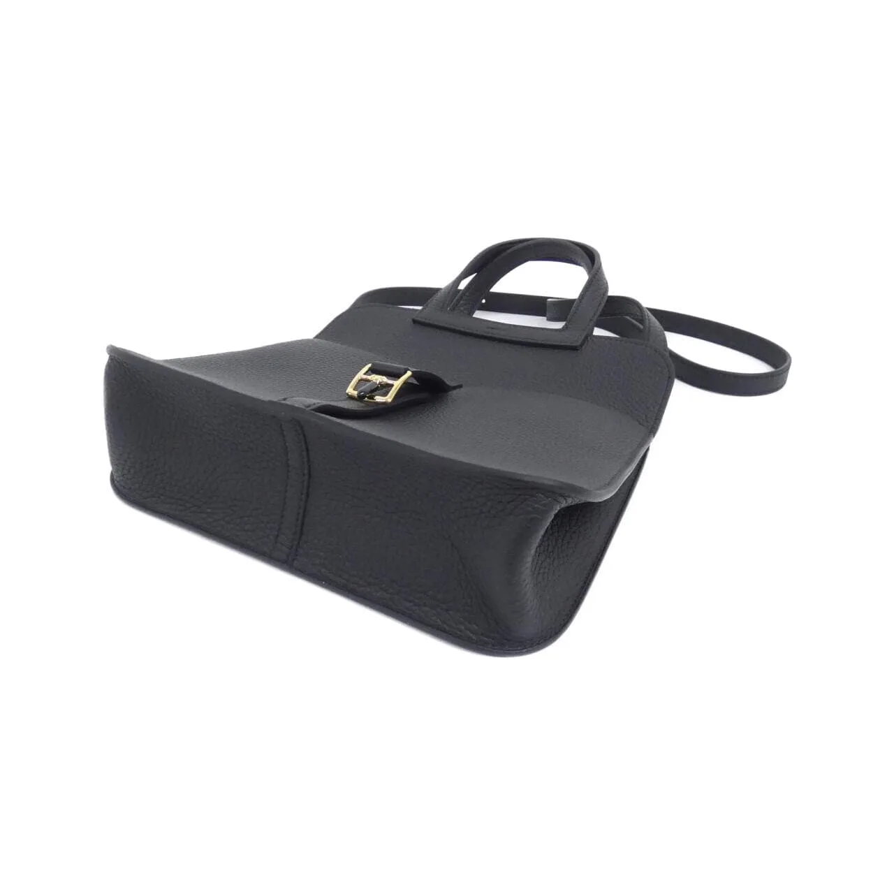 HERMES Halzan 082027CC Handbag Clemence Black Clemence Leather Unused - Thumbnail 3