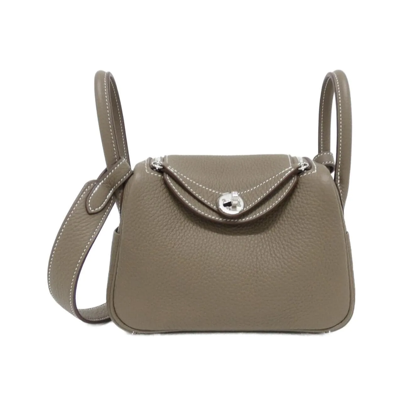 HERMES Lindy 079086CK Shoulder Clemence Etoupe