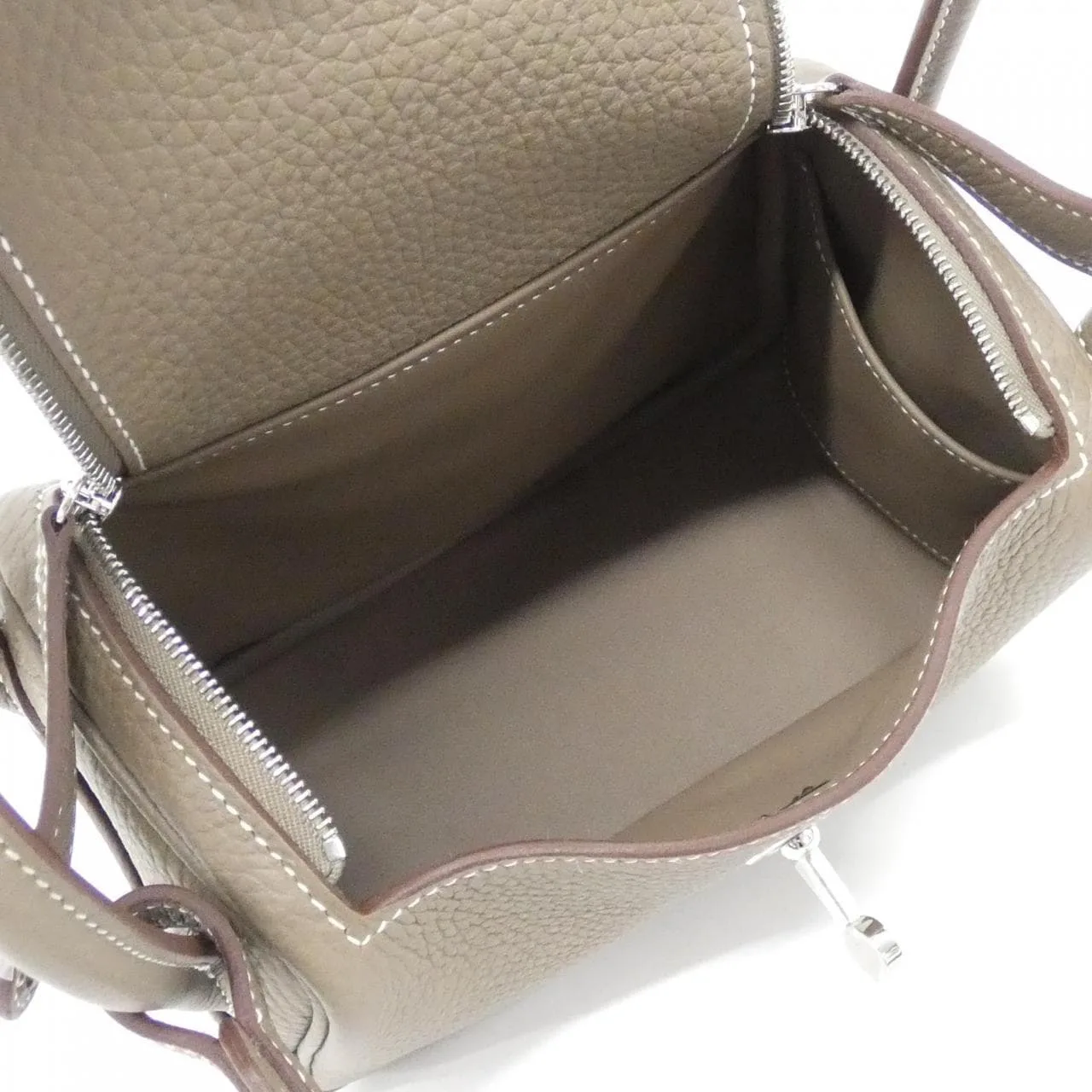 HERMES Lindy 079086CK Shoulder Clemence Etoupe Clemence 皮 中古品A - 縮圖 5
