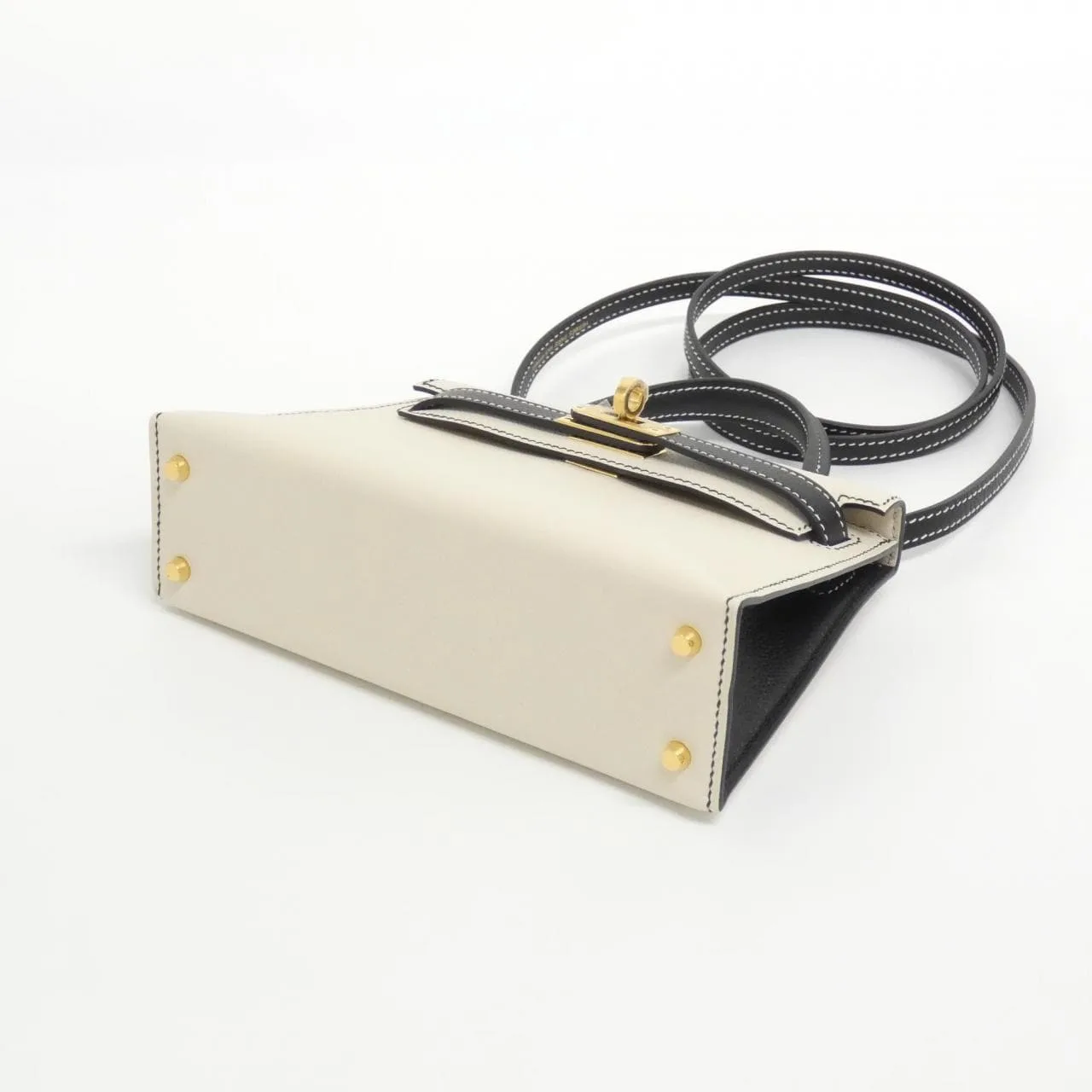 HERMES Kelly Handbag Epsom Black Epsom Leather Rank A - Thumbnail 3