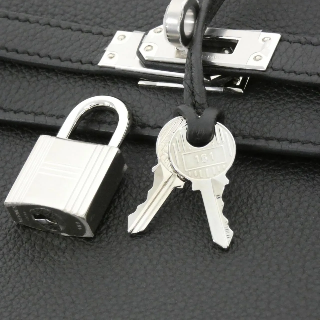 HERMES Kelly 044624CK Handbag Togo Black Togo Leather Rank A - Thumbnail 4
